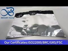 シルバーの透明窓付き三方密封袋