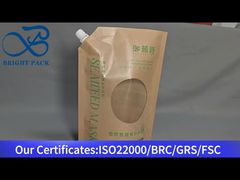 注ぎ口と透明な窓が付いたクラフト紙液体ポーチバッグ