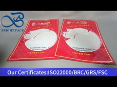 肉用の透明窓付きの赤いプラスチック袋