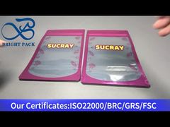 ピンクのアルミホイルスタンドアップジッパーバッグ、クリアウィンドウ付き