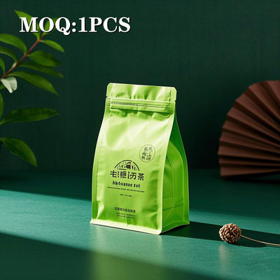 メーカー オーダーメイド 茶 卸売 密閉 ザイパー バッグ 8 面密封 平面 下方 方形 下部 自立 マイラー バッグ