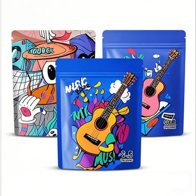 オーダーメイド印刷 3.5g アルミホイル マイラー スタンドアップ ポケット 匂いがしない 再開可能なジップロック 食品包装袋 切断デザイン