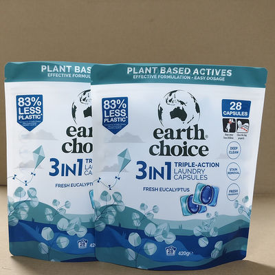 プレミアム洗濯洗剤ポッド カスタムスタンドアップジッパーポーチ 高バリア性 漏れ防止