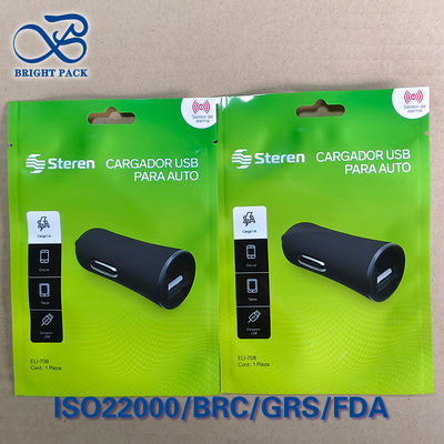 カスタム印刷USBデータケーブルパッケージ袋,3面シールジッパーポック