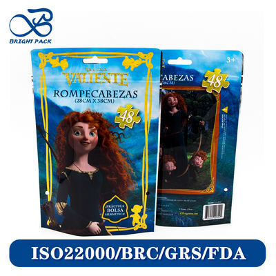 生分解性マイラーと無毒素材を使用した、おもちゃ包装用カスタム漫画パターンスタンドアップジッパーバッグ。