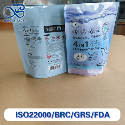 洗濯洗剤ポッド用スタンドアップバッグの標準色パントン、包装の特徴は防湿・漏れ防止です。