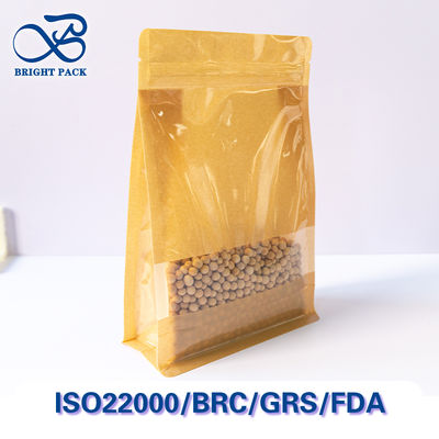 食品包装用耐油性窓付き丈夫なクラフト紙袋。カスタマイズ可能。