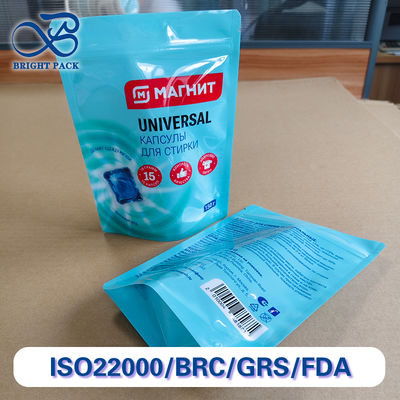 洗濯用洗剤ポッド包装用漏れ防止スタンドアップバッグ カスタム厚さ チャイルドセーフジッパー付き。