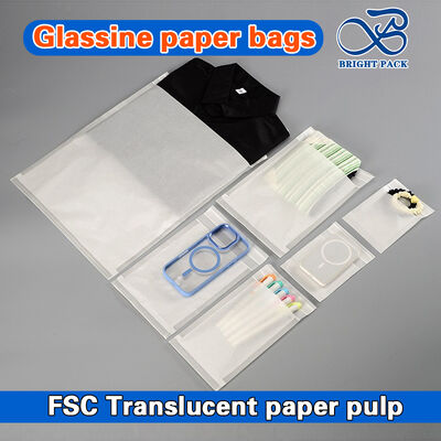衣料品の包装用で,100%生分解性透明ガラス製紙袋,印刷をカスタマイズし,自己粘着シール