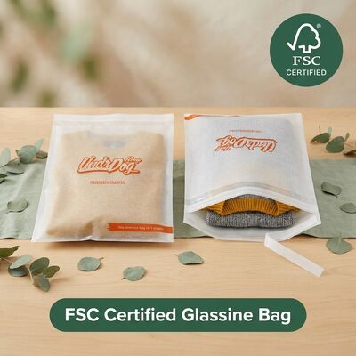 プラスチックフリーの高級再利用可能なグラシンポーチ衣類包装リサイクル可能なエコアパレル衣類ファッション認定グリースプルーフ用