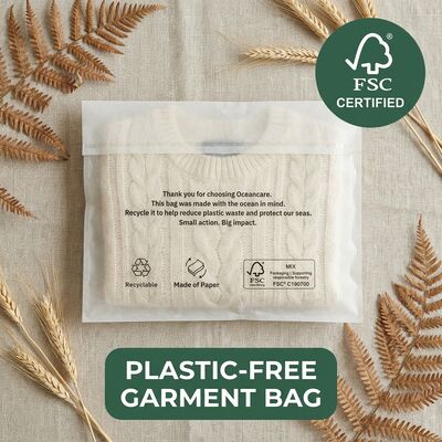 グリーンパッケージング グラシンバッグ アパレル 環境に優しいゼロプラスチック衣料品 EU準拠のガーメントポーチ（認定リサイクル可能米国向け）