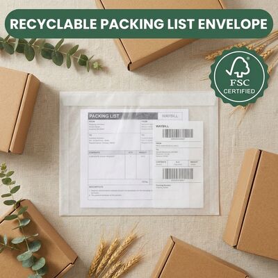 プラスチックフリー 生物分解性 FSC認定 梱包リスト 封筒 紙 文書 包装 ポケット セルフア adessive 送料ラベル 財布
