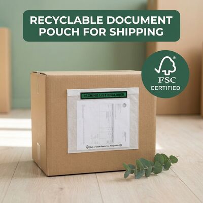 リサイクル可能な梱包リスト 封筒 紙の文書 付属 プラスチックフリー セルフアデシブ 配送ラベル 袋 FSC